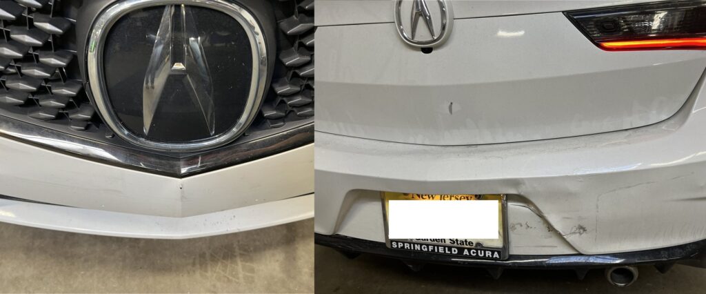 Acura ILX Front & Rear Bumper Damage Shown