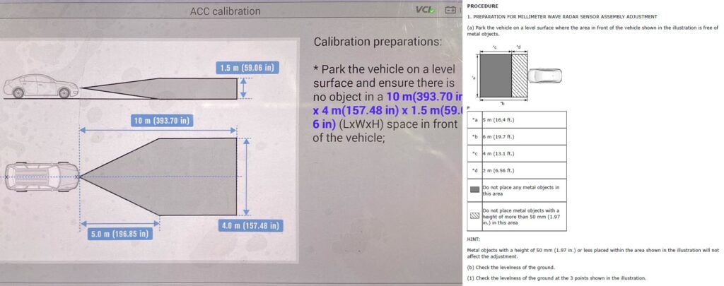 Autel vs OE Print Screen of ADAS Instructions