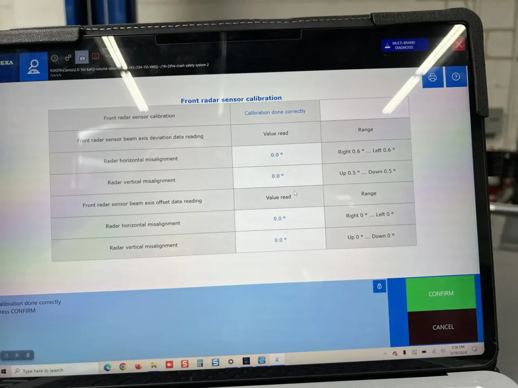 Toyota Camry Radar Calibration Results - 0.0