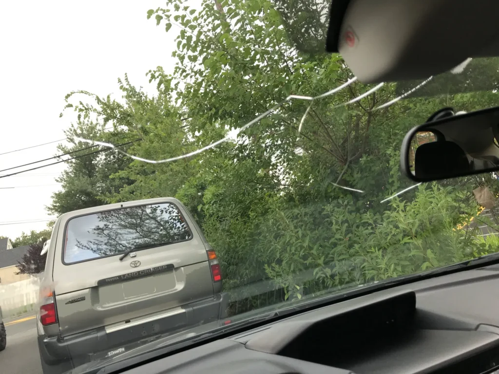 Subaru With Cracked Windshield, Post Collision