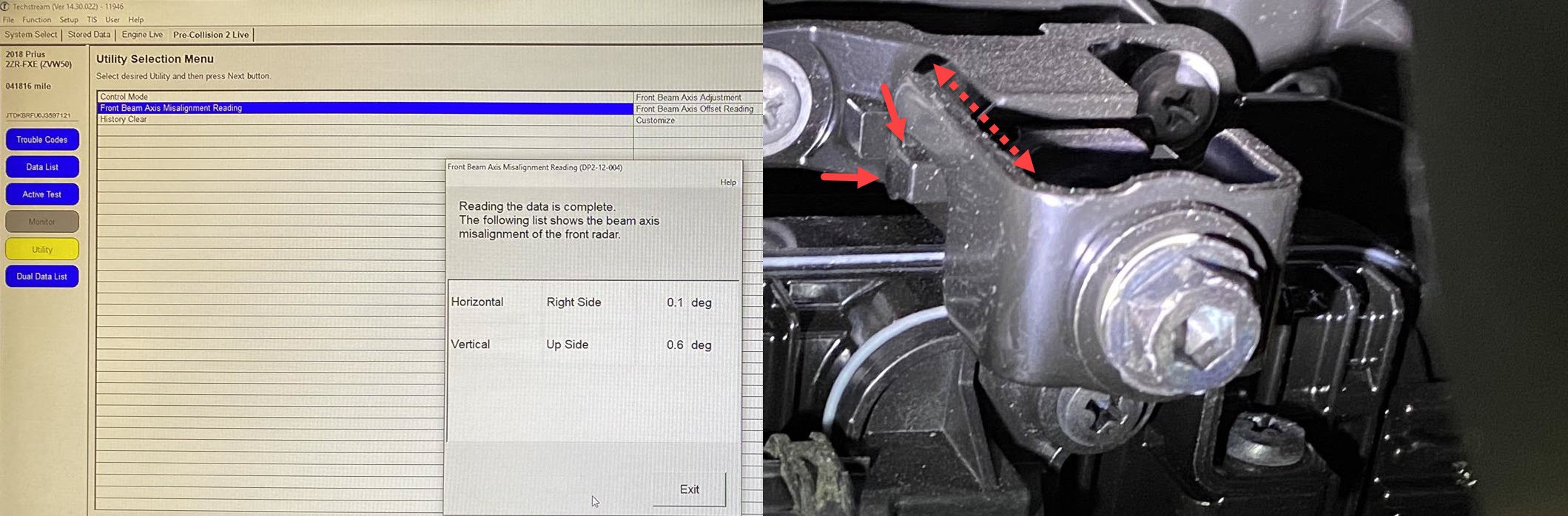 Techstream Success Message ADAS Radar Calibration